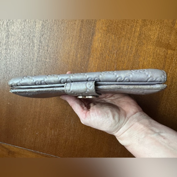 Gucci Guccissima GG Gold Heart Silver Leather Long Wallet W/COA - Picture 7 of 16